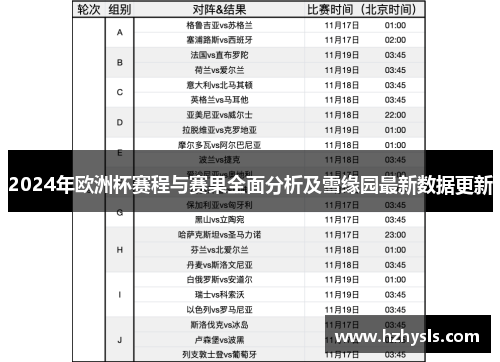 2024年欧洲杯赛程与赛果全面分析及雪缘园最新数据更新